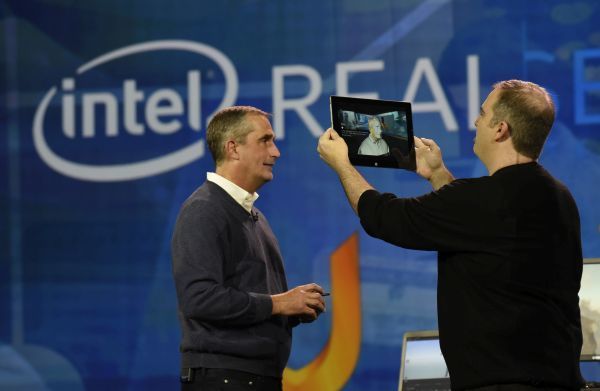 In this photo released by Intel Corporation, Brian Krzanich, Intel's Chief Executive Officer, shows how Intel is helping gamers personalize their experiences. Krzanich, who made this demonstration during his keynote presentation at the 2016 International CES (Consumer Electronics Show) on Tuesday, January 5, 2016 in Las Vegas, used a tablet enabled by Intel?s RealSense? Technology and Uraniom software to scan himself in 3D and then import the render to customize his in-game character in Fallout 4. CES is one of the world?s largest gathering places for all who thrive on consumer technologies and will run from January 5-9, 2016 in Las Vegas. (Photo by Intel Corporation/Bob Riha, Jr.)